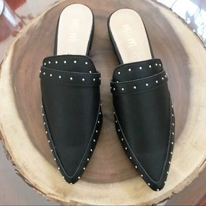Miracle Mile Natasha Black Pointy Studded Mule